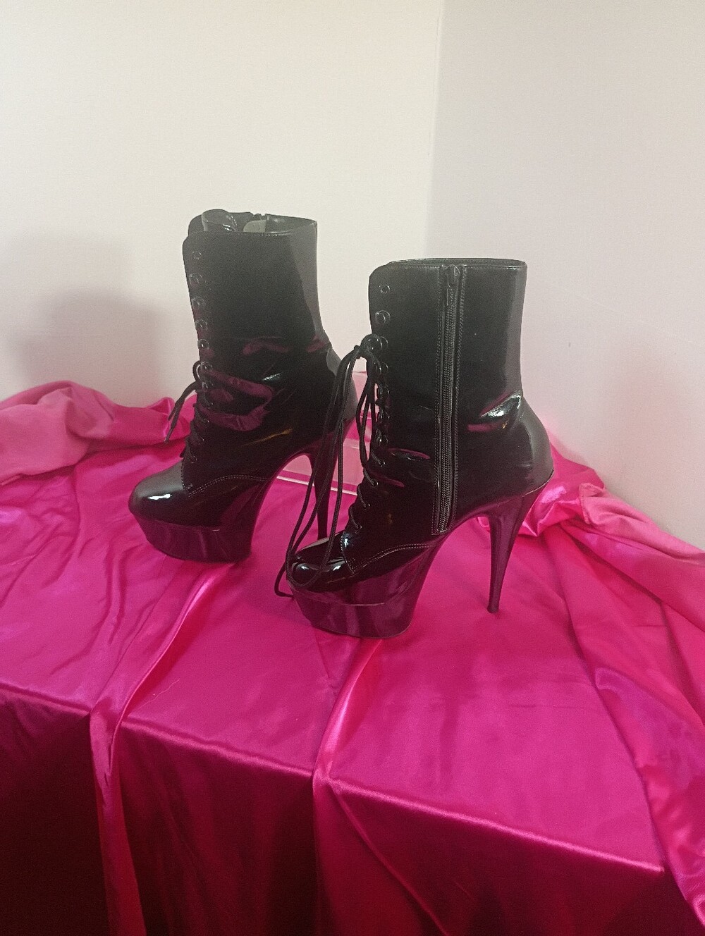 Pleaser 8" Platform LaceUp Ankle Boot Stripper Heel For Pole 1020 Well Worn SZ 6